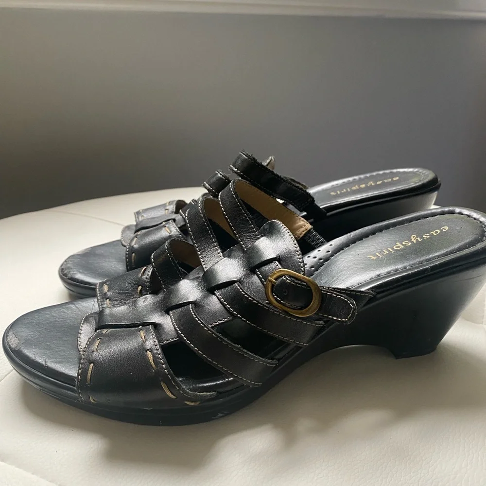 Easy Spirit Black Wedge Sandals